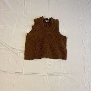 Vintage Towncraft by Pennex Sweater Vest Womens Large Brown Tight Knit V Neck